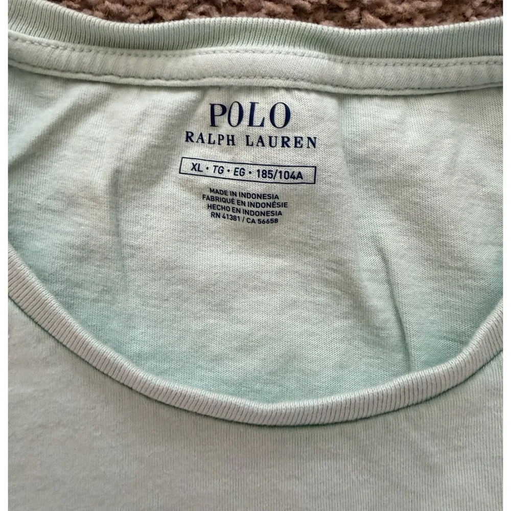 Polo Ralph Lauren T Shirt Men's XL Aqua Green Big Pony 3 Logo Short Sleeve Tee